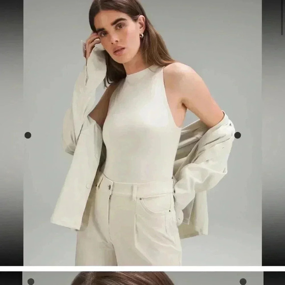 Lululemon Wundermost Ultra-Soft Nulu High-Neck Sleeveless Bodysuit - Bone - M - Picture 1 of 11